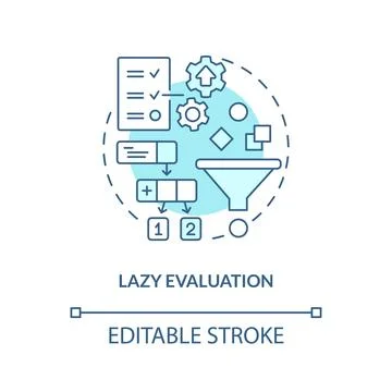 Lazy evaluation turquoise concept icon Stock Illustration