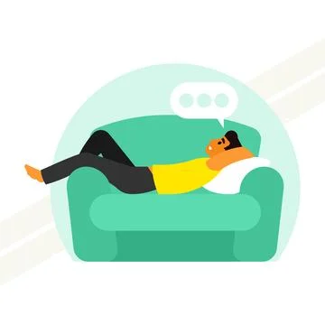 Lazy-guy-laying-on-couch Stock Illustration