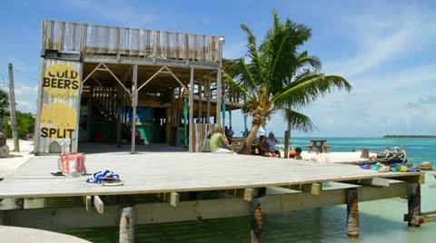 Lazy Lizard Bar Caye Caulker Belize Stock Footage 10852064
