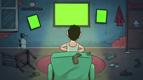 Lazy Man Playing Video Console Game Stock Footage 283894111