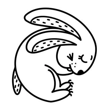 Lazy rabbit vector icon. Cute cartoon bunny sleeps curled up. Easter pet Illustrazione stock