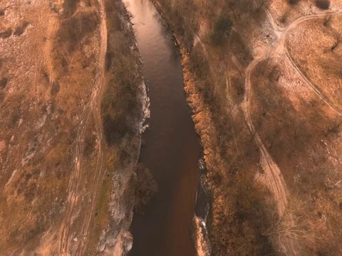 Lazy river view from the top Stockbeeldmateriaal 84305301