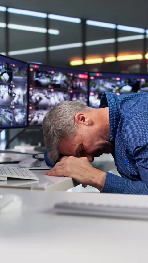 Lazy Security Operator Sleeps Stock Footage 329687516