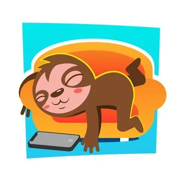 Lazy sloth, cute sloth sleeping cartoon icon, illustration Stock Illustration