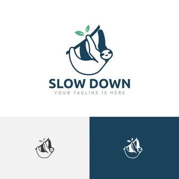 Lazy Slow Down Sloth Hanging Tree Branch Logo Stock Illustration