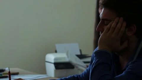 Lazy Tired Reaction on Work 動画素材 71354656