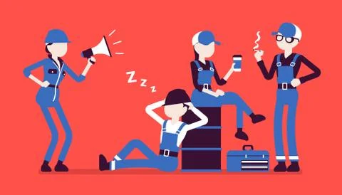 Lazy workers resting Stock Illustration