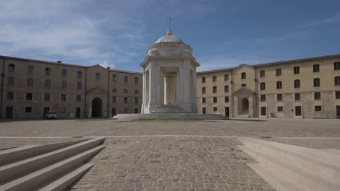 Lazzaretto courtyard, also called the Mole Vanvitelliana, Ancona city, Italy Stock Footage 80270006