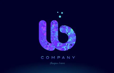 Lb l b bubble circle dots pink blue alphabet letter logo icon vector Stock Illustration