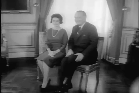 LBJ Lyndon B. Johnson and Lady bird Johnson celebrate 30th wedding anniversary Stock Footage 117316528