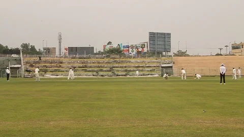 LBW Appeal during Quaid-e-Azam Trophy Cricket Match Stock Footage 86599890
