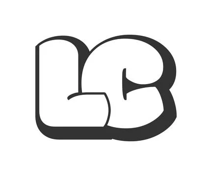 LC logo, bubble comic lettering, rounded in graffiti style black and white .. Stock Illustration