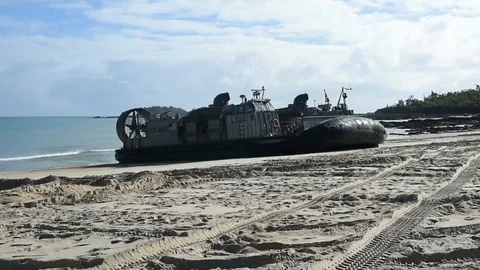 LCAC operation exercise during Talisman Saber 17 - 2017 Stock Footage