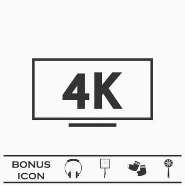 LCD 4k icon flat Stock Illustration