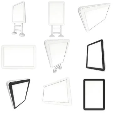 Lcd computer screen and floor stand set. 스톡 일러스트