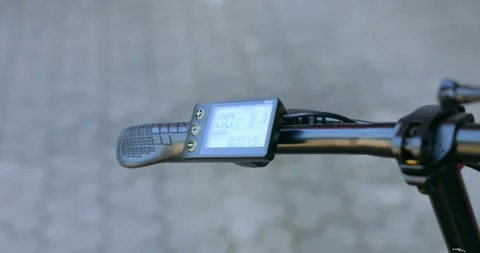 LCD Digital Display Of Hitway BK11 Electric Bike. Close-up Shot Stock Footage 314823092