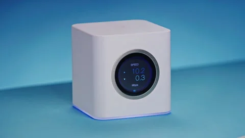 LCD display high end wireless internet wifi router is showing transfer Stock Footage 261016148