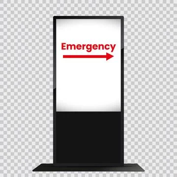 LCD display mock up on transparency background, with emergency text on scre.. Stock Illustration