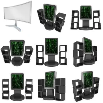 LCD display stand and display boxes Stock Illustration