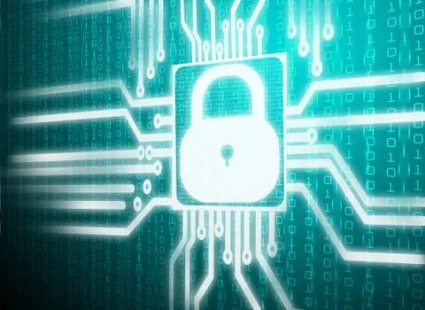 LCD matrix blue screen of security network system 스톡 일러스트