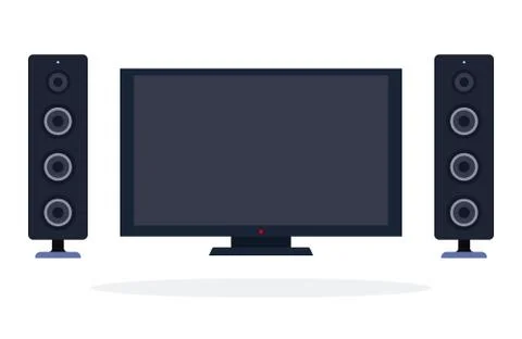 LCD panel and speaker system flat isolated Illustrazione stock