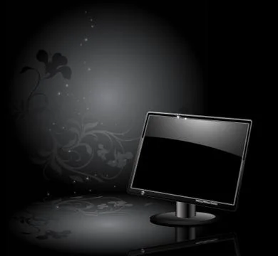 LCD panel with floral background Illustrazione stock