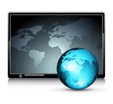LCD panel with world background Stock Illustration
