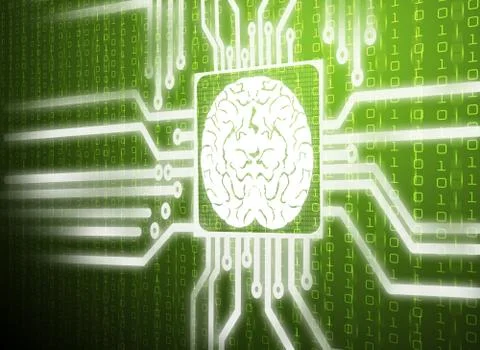 Lcd screen matrix circuit of brain symbol 스톡 일러스트