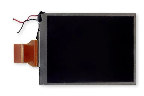 LCD screen with ribbon cable isolated on white background Stock Photos