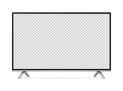 LCD TV with blank empty screen on white background. TV vector mockup. Stock Illustration