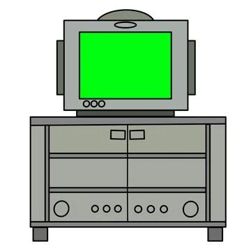 LCD tv flat icon illustration in green color Stock Illustration