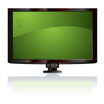 Lcd tv green Flat screen lcd display with light reflection and black surro... Stock Photos