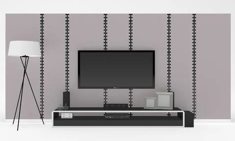 LCD TV rack interior Wall Stock Illustration