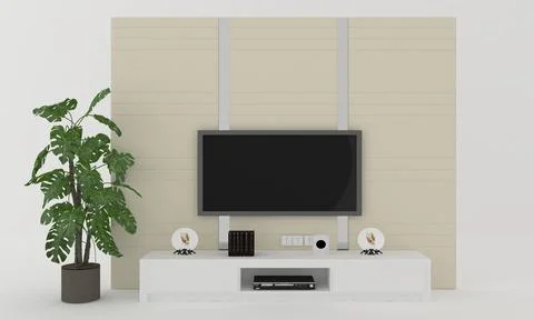 LCD TV rack interior Wall Stock Illustration