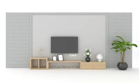 LCD TV rack interior Wall Stock Illustration