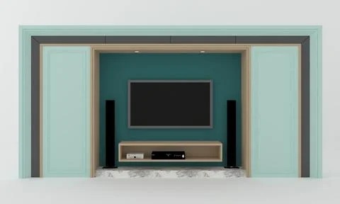 LCD TV rack interior Wall Illustrazione stock