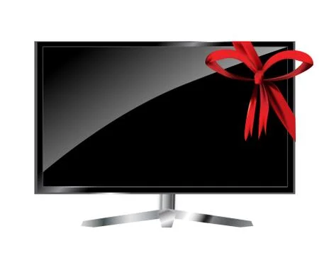 Lcd tv with red bow Stock Illustration