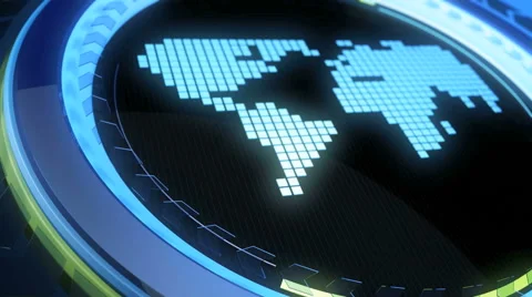 LCD world map moves in a vitreous cycle Stock Footage 49639103