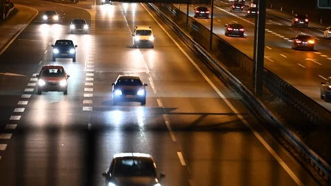 LD Highway junction at night Stock Footage 123648094