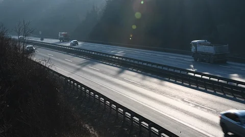 LD Highway surrounded by a spruce forest Stock Footage 123608235