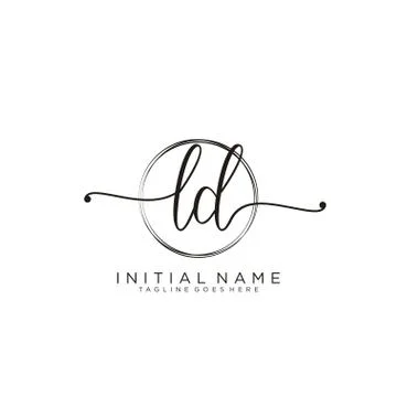 LD Initial handwriting logo with circle template vector Stock Illustration
