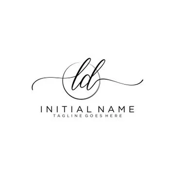 LD Initial handwriting logo with circle template vector Stock Illustration
