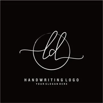 LD Initial handwriting logo design Stock Illustration