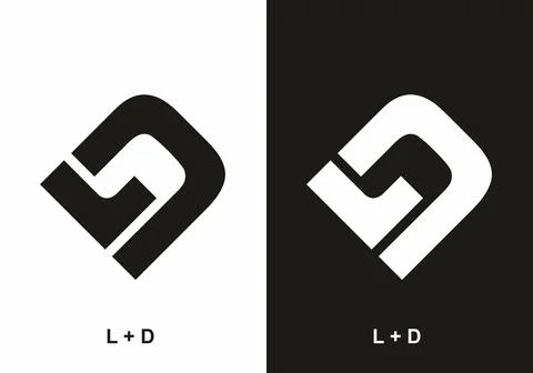 LD initial letter black and white Stock Illustration