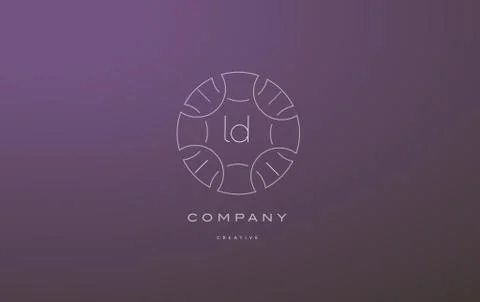 Ld l d monogram floral line art flower letter company logo icon design Stock Illustration