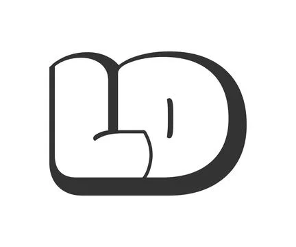 LD logo, bubble comic lettering, rounded in graffiti style black and white .. Illustrazione stock