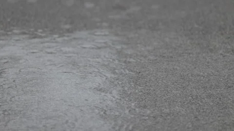 LD Raindrops falling into a puddle on a road Stock Footage 270238933