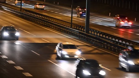 LD Traffic on a highway at night Stock Footage 123648385