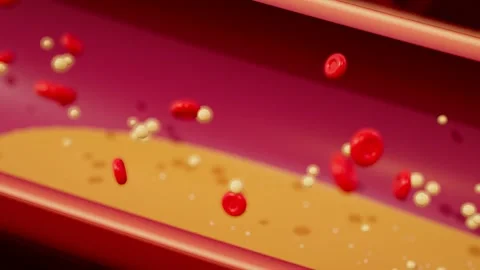 LDL Particles Slipping Through Damaged Endothelium Into The Artery Wall Vídeos de archivo 343254337