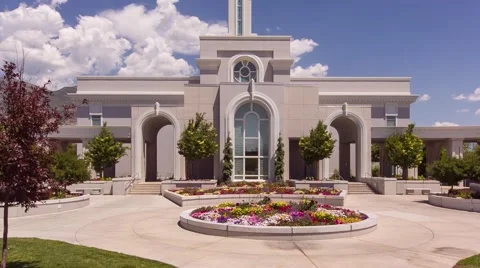 LDS Temple Mount Timpanogos Pan Up Stock Footage 42932299